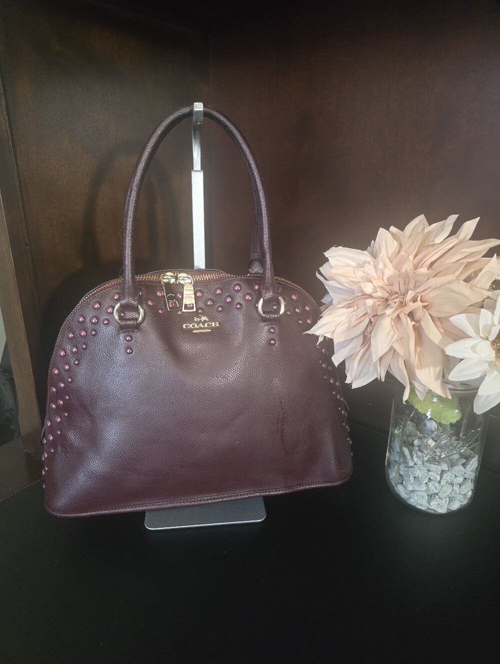 Coach Cora Studded Domed Satchel